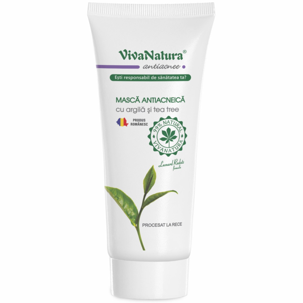 Masca antiacneica cu argila si tea tree, 75 ml, Vivanatura
