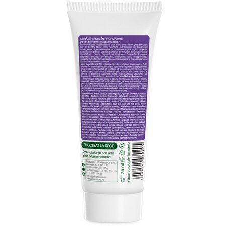 Masca antiacneica cu argila si tea tree, 75 ml, Vivanatura 709871