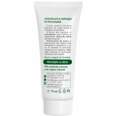 Crema de fata hidratanta pentru ten uscat, 75 ml, Vivanatura 710039