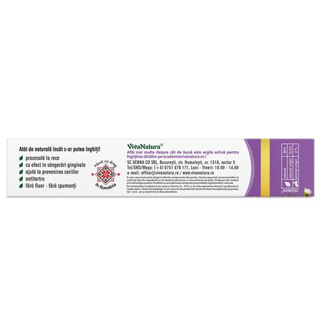 Pasta de dinti cu argila si 44 plante Homeopatic, 80 ml, Vivanatura 709673