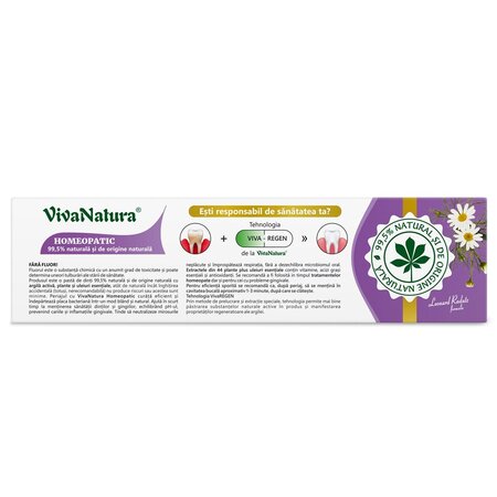 Pasta de dinti cu argila si 44 plante Homeopatic, 80 ml, Vivanatura 709672