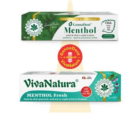 Pasta de dinti GennaDent Menthol, 80 ml, Vivanatura