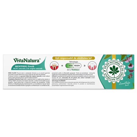 Pasta de dinti naturala cu argila si plante Menthol Fresh, 80 ml, Vivanatura 709654