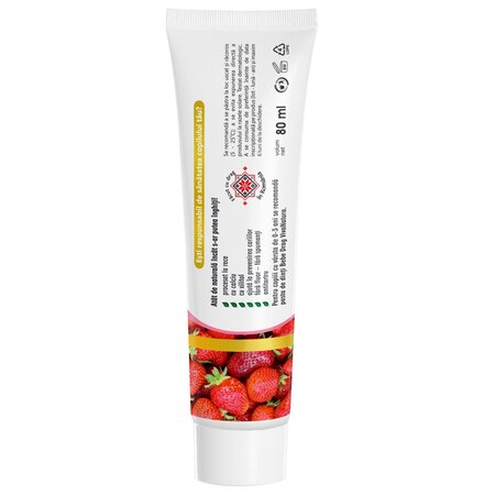 Pasta de dinti naturala pentru copii cu argila activa si capsuni Junior, 80 ml, Vivanatura 709690