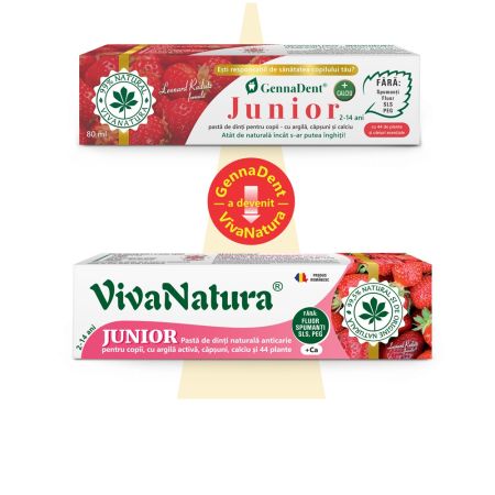 Pasta de dinti pentru copii cu argila si capsuni GennaDent Junior, 80 ml, Vivanatura