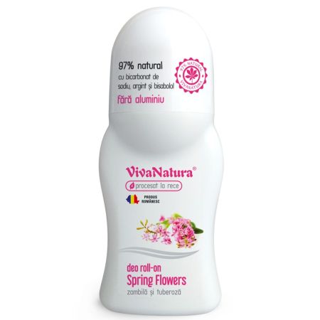 Deo roll-on natural cu zambila si tuberoza Spring Flowers, 50 ml, Vivanatura