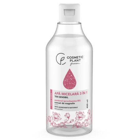 Apa micelara 3 in 1 cu extract de magnolie si pantenol pentru ten sensibil, 400 ml, Cosmetic Plant