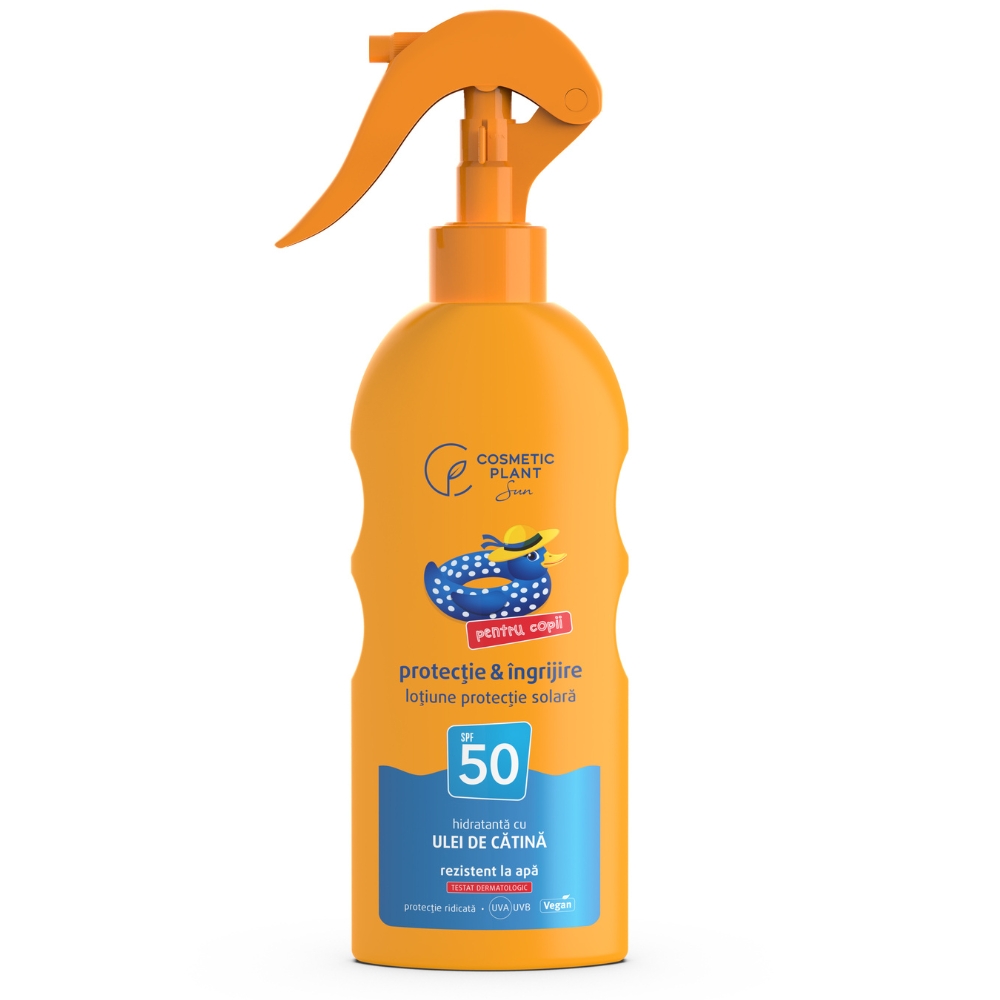 Emulsie plaja rezistenta la apa pentru copii cu ulei de catina SPF 50, 200 ml, Cosmetic Plant