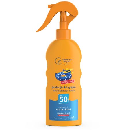 Emulsie plaja rezistenta la apa pentru copii cu ulei de catina SPF 50, 200 ml, Cosmetic Plant