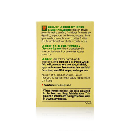 Probiotic pentru copii ChildBiotics Immune and Digestive Support Childlife Essentials, 30 tablete masticabile, Secom 724341