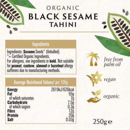Tahini din susan negru bio, 250 g, Biona 655761