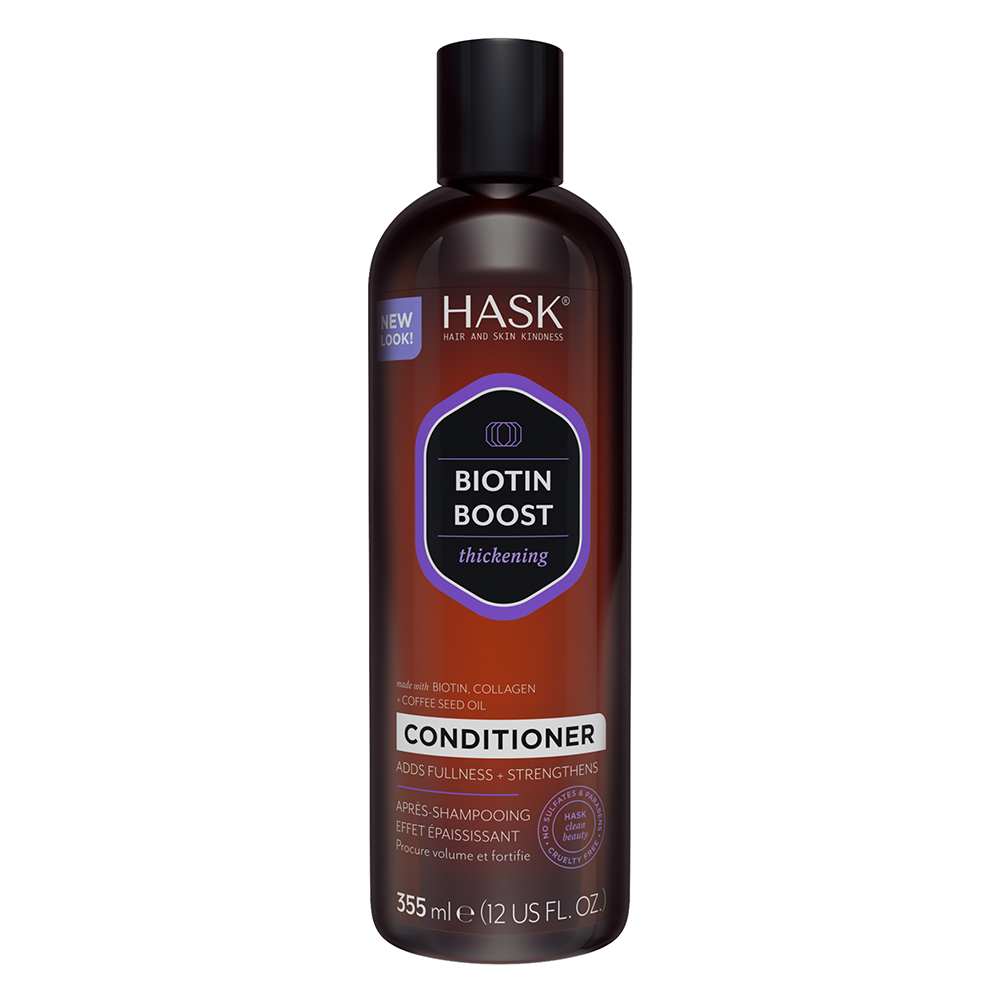 Balsam cu biotina, colagen si cafea pentru volum Biotin Boost, 355 ml, Hask