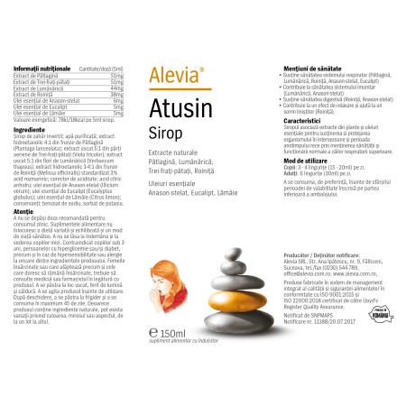 Sirop Atusin 150 ml + Vitamina C 1000 mg Retard cu Zn si D3 30 comprimate, Alevia 655782