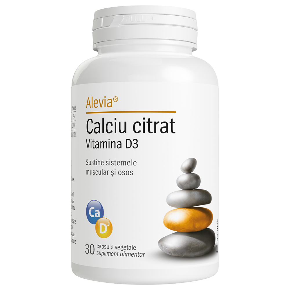 Calciu Citrat cu Vitamina D3, 30 capsule, Alevia