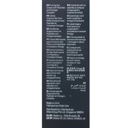 Crema cu peptide pentru conturul ochilor Peptides and Omegas Firming, 15 ml, Allies Of Skin 732260