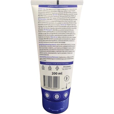 Lapte de curatare cu ovaz hidrolizat si fermente prebiotice Melt Milk Transparent, 200 ml, Skintegra 716867
