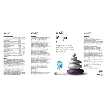 Memo Clar, 60 capsule vegetale, Alevia 704513