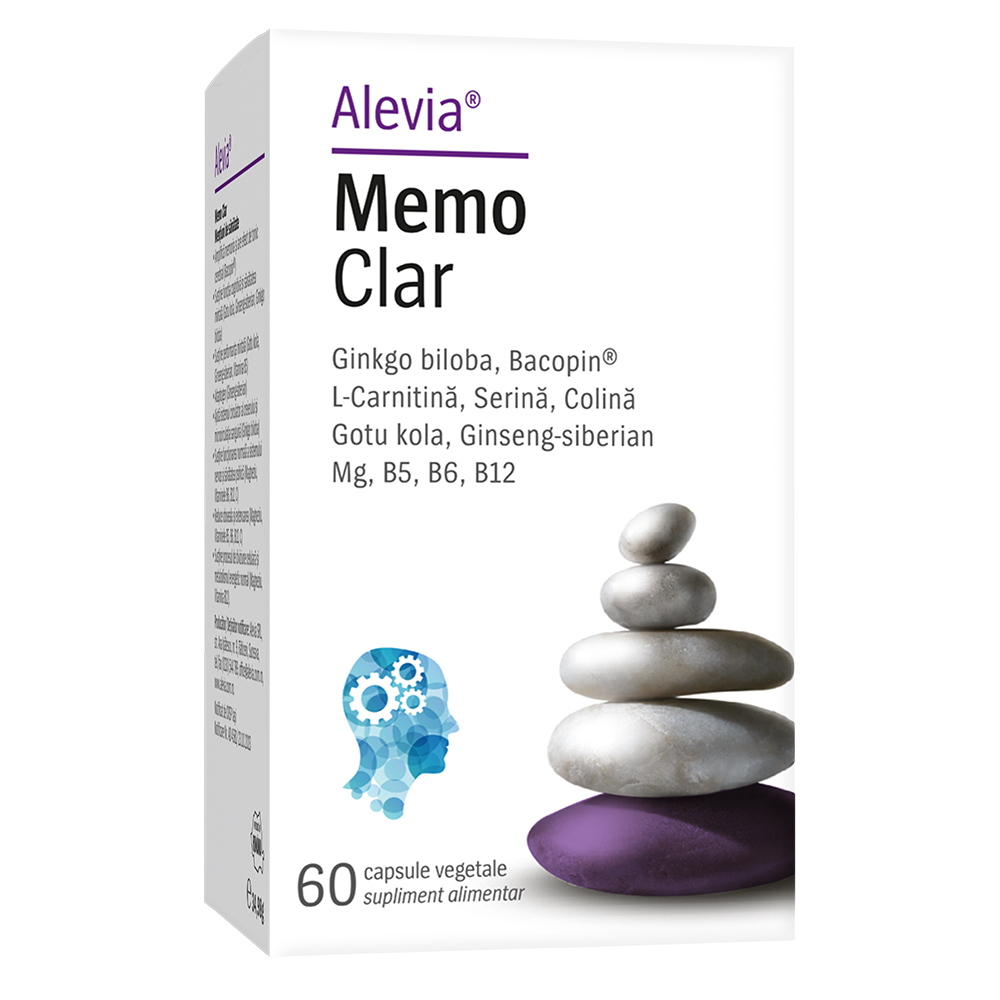 Supliment pentru memorie si focus Memo Clar, 60 capsule vegetale, Alevia