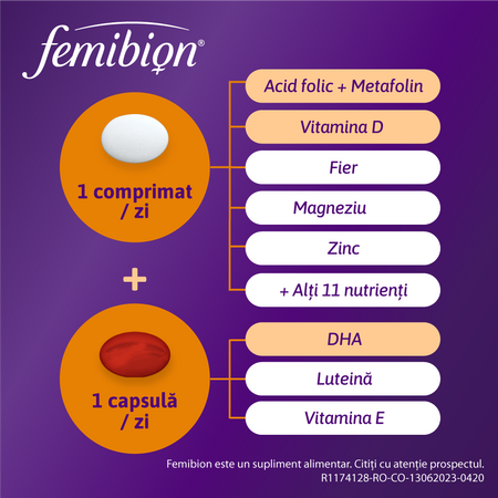 Femibion 2 sarcina si alaptare, 28 comprimate + 28 capsule, Dr.Reddys 569874