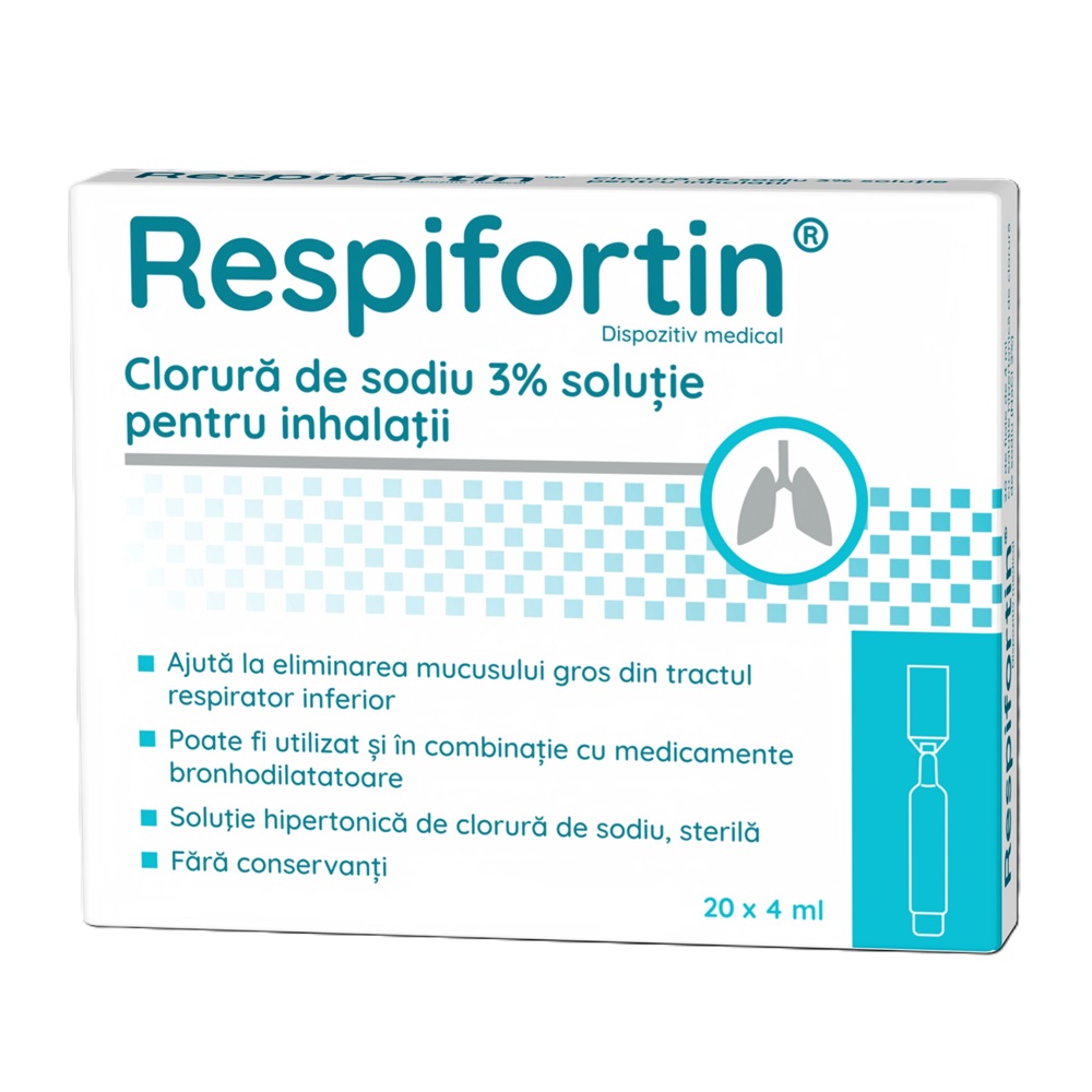 Clorura de sodiu 3% solutie pentru inhalatii Respifortin, 20 fiole x 4 ml, Penta Arzneimittel