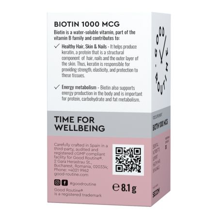 Biotin 1000 mcg Good Routine, 30 capsule vegetale, Secom 710727