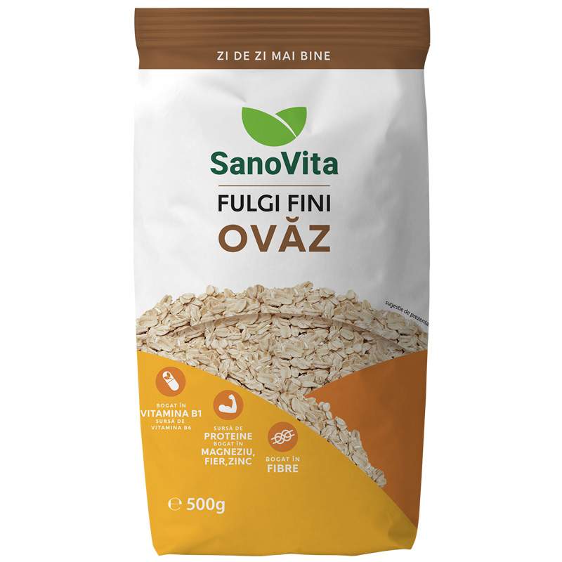 Fulgi fini de ovaz, 500 g, Sanovita