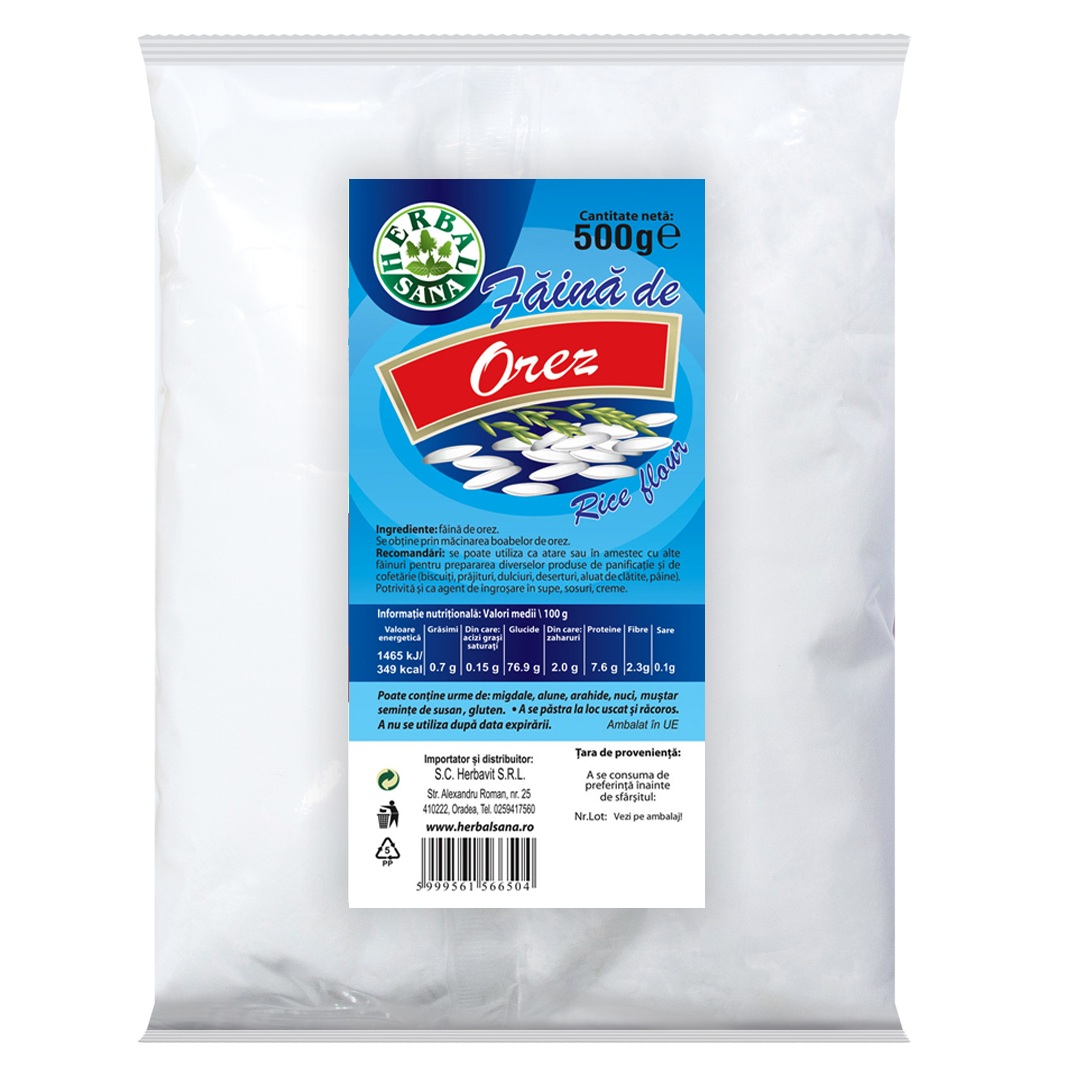 Faina de orez fara gluten, 500 g, Herbavit