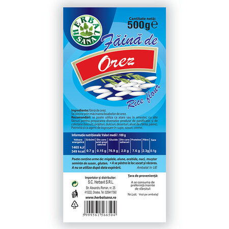 Faina de orez, 500 g, Herbavit 696908