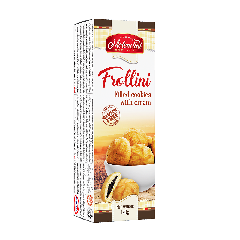 Fursecuri umplute cu crema Frollini, 120 g, Molendini