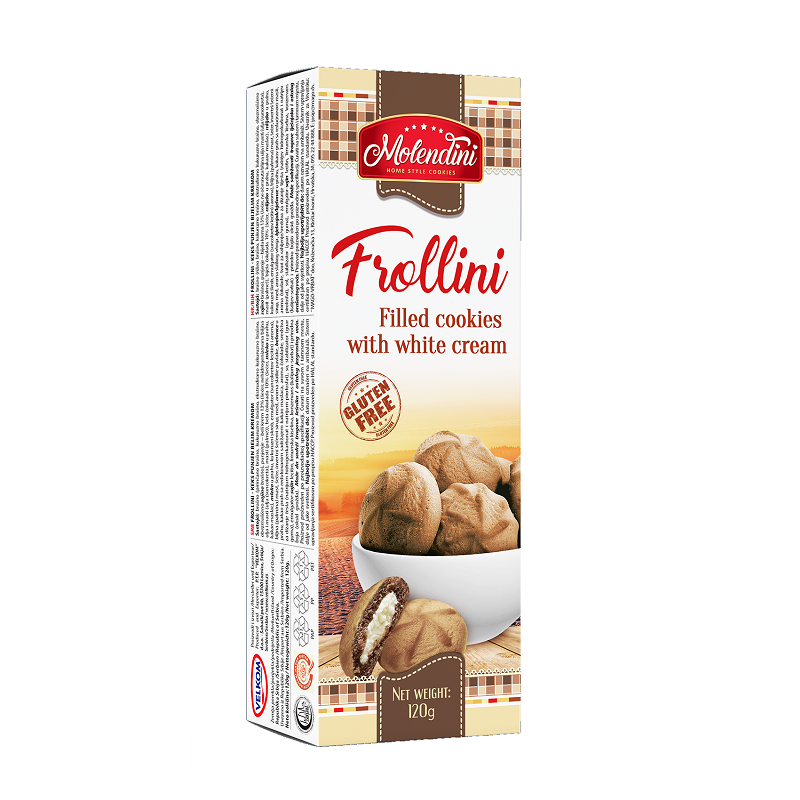 Fursecuri umplute cu crema alba Frollini, 120 g, Molendini