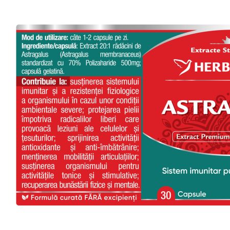 Astragalus, 500 mg, 30 capsule, Herbagetica 688703