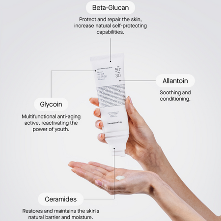 Crema de fata cu SPF50+ rezistenta la apa Lightweight Sunscreen, 100 ml, Transparent Lab 645863