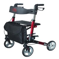 Rolator din aluminiu cu 4 roti, pliabil cu geanta de cumparaturi rosu/negru AT51006 Antar, 1 bucata, Biogenetix
