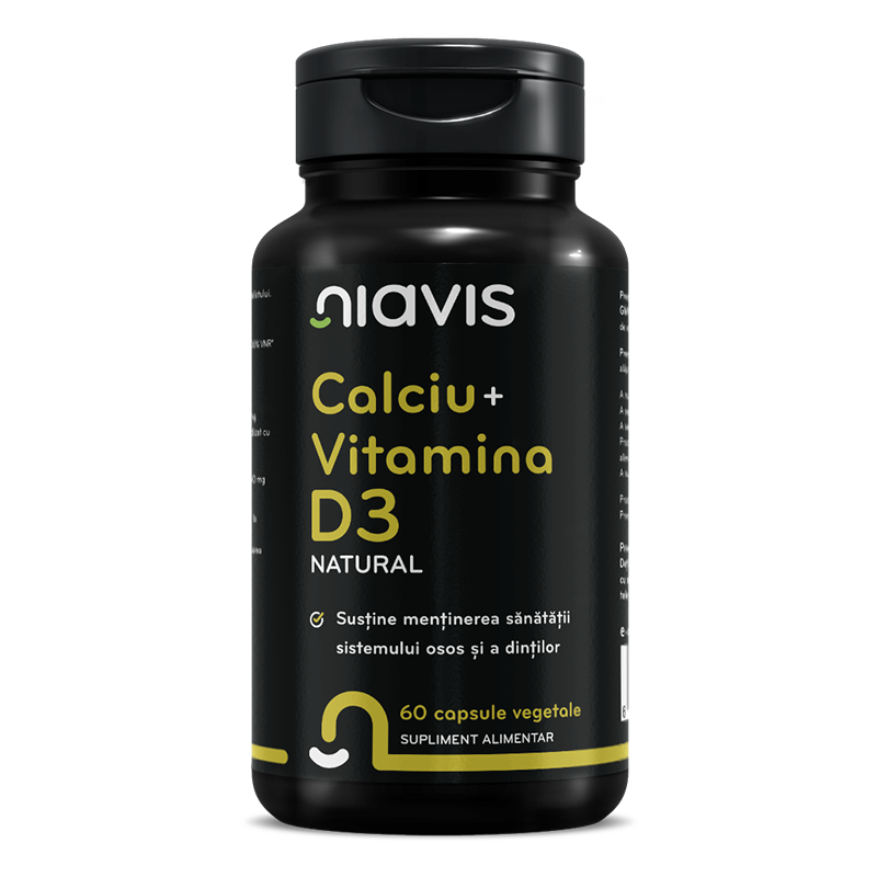 Calciu + Vitamina D3 Natural, 60 capsule, Niavis