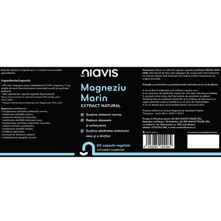 Extract natural de magneziu marin, 60 capsule, Niavis 601588