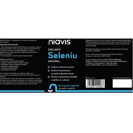 Seleniu Natural, 60 capsule, Niavis 601653
