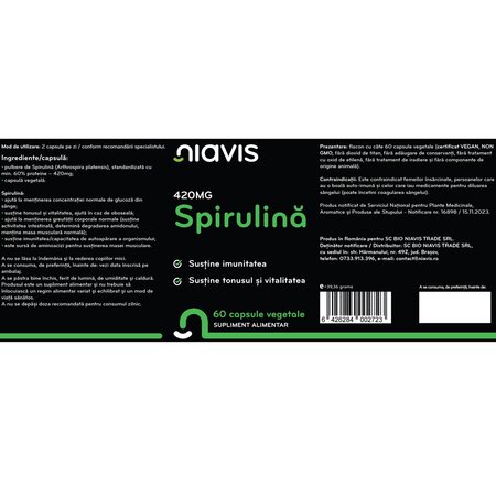 Spirulina, 60 capsule, Niavis 601664