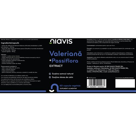Valeriana + Passiflora Extract, 60 capsule, Niavis 601701