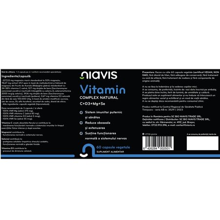 Vitamin Complex Natural, 60 capsule, Niavis 601524