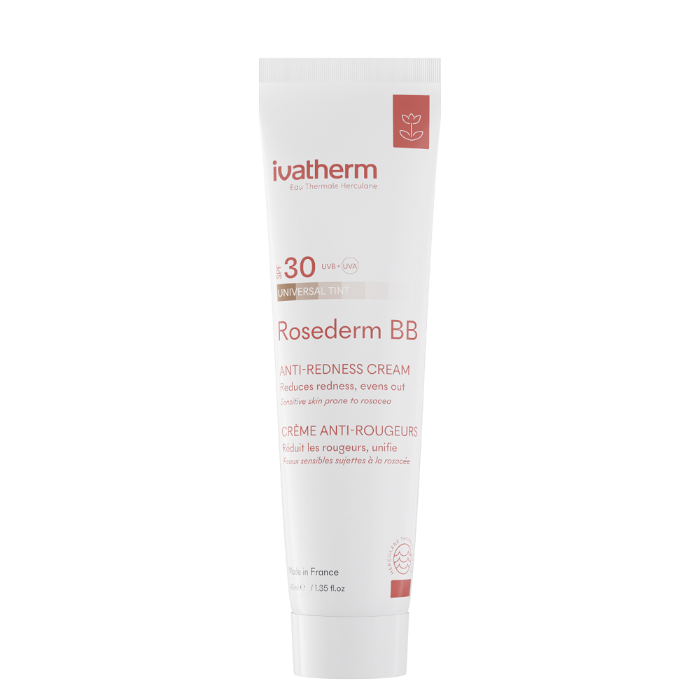 Crema de fata cu pigment si SPF 30 pentru piele cuperozica cu roseata Rosederm BB, 30 ml, Ivatherm