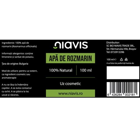 Apa de rozmarin, 100 ml, Niavis 601415
