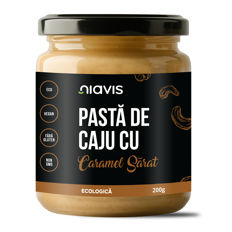 Pasta Bio de caju cu caramel sarat, 200 g, Niavis