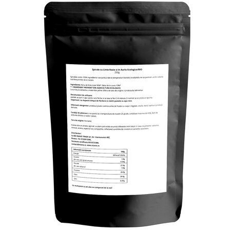 Spirale Bio cu linte rosie si in auriu, 250 g, Niavis 601663