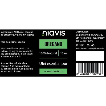 Ulei esential de oregano, 10 ml, Niavis 601694