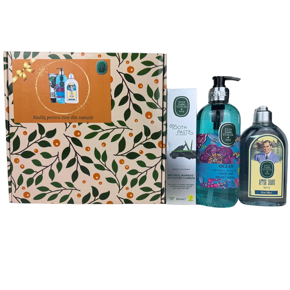 Pachet Blue pentru Barbati After Shave, 250 ml + Sapun lichid, 500 ml + Pasta de dinti 90 ml, Eyup Sabri Tuncer