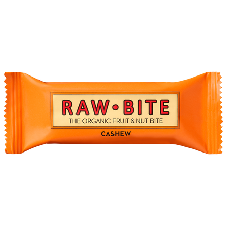 Baton ecologic din fructe si nuci caju, 50 g, Raw Bite