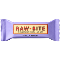 Baton fara gluten, fara zahar, fructe de padure si vanilie - vanilla berries bio, 50 g, Raw Bite