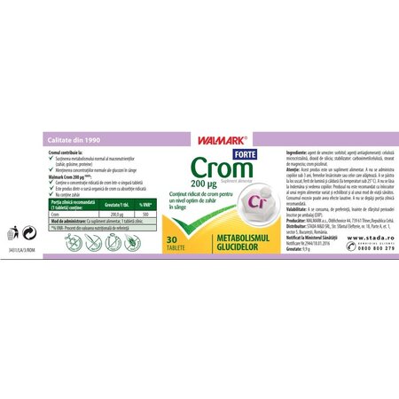 Crom Forte, 200 mcg, 30 tablete, Walmark 697681