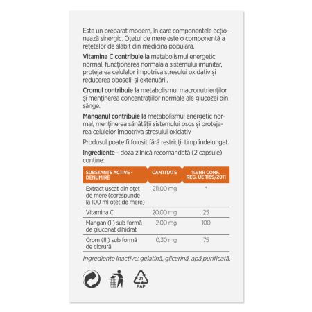 Lipostop cu otet de Mere, 60 capsule, Parapharm 690547