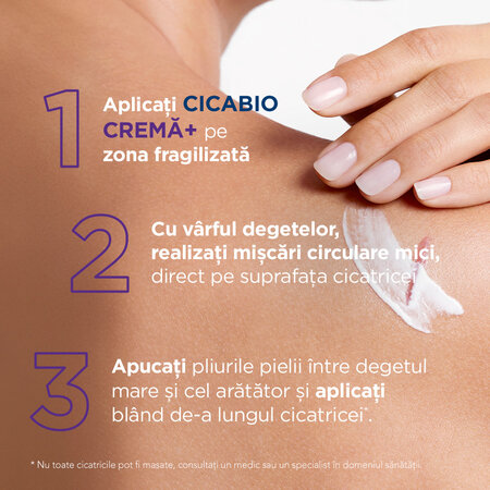Crema reparatoare pentru leziuni superficiale, arsuri si cicatrici Cicabio Creme+, 40 ml, Bioderma 702327